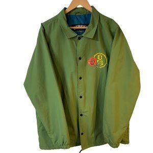 Men’s Green XL Rebel 8 Thick Coaches Jacket with 8 Logo and Rose Design